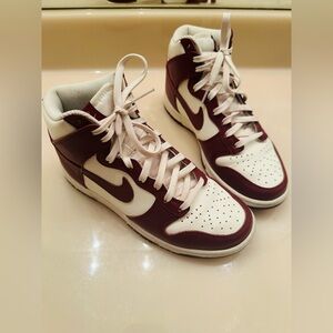 Nike dunks high $160 Sail/Team Red-Pale Ivory. Size 6 1/2. Excellent condition.